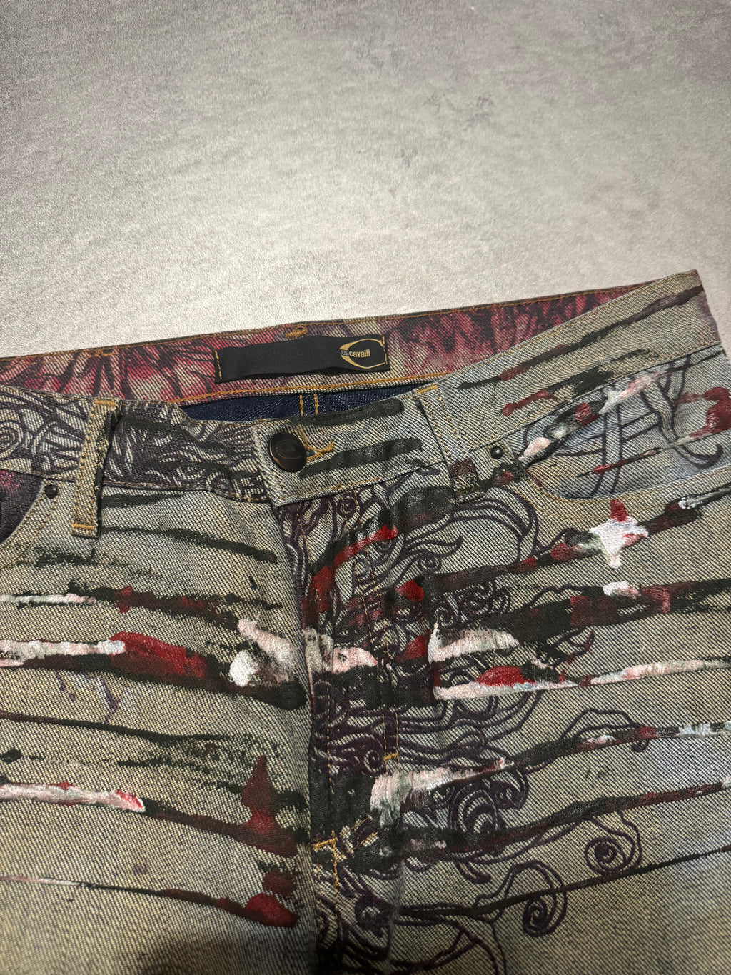 2000s Cavalli Scar Nature Flowers Grey Pants (S) - 7