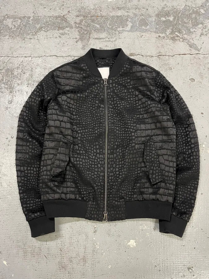 Ungaro Black Crocodile Effect Bomber Jacket NffoQeS 0
