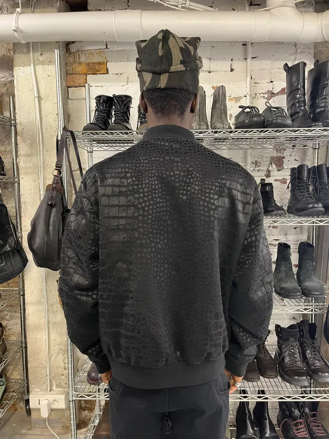 Ungaro Black Crocodile Effect Bomber Jacket NffoQeS 2