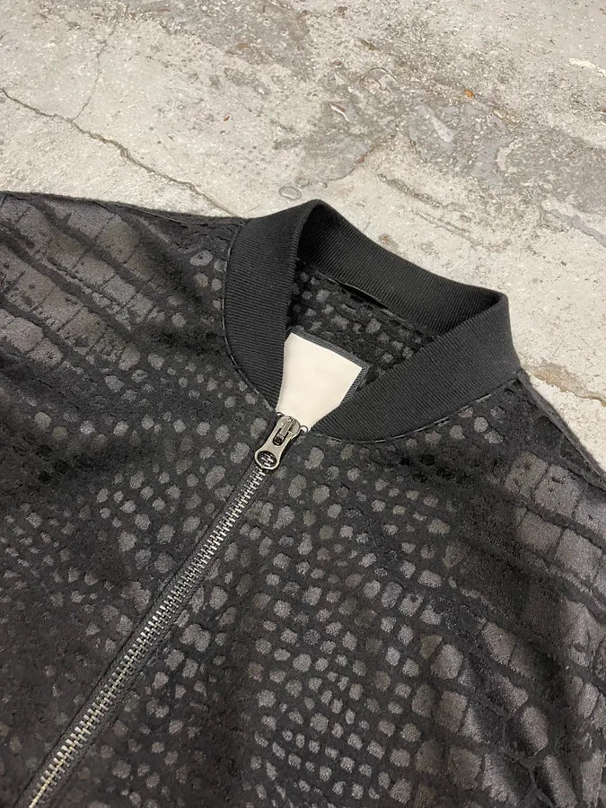 Ungaro Black Crocodile Effect Bomber Jacket NffoQeS 3