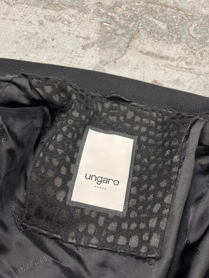Ungaro Black Crocodile Effect Bomber Jacket NffoQeS 7