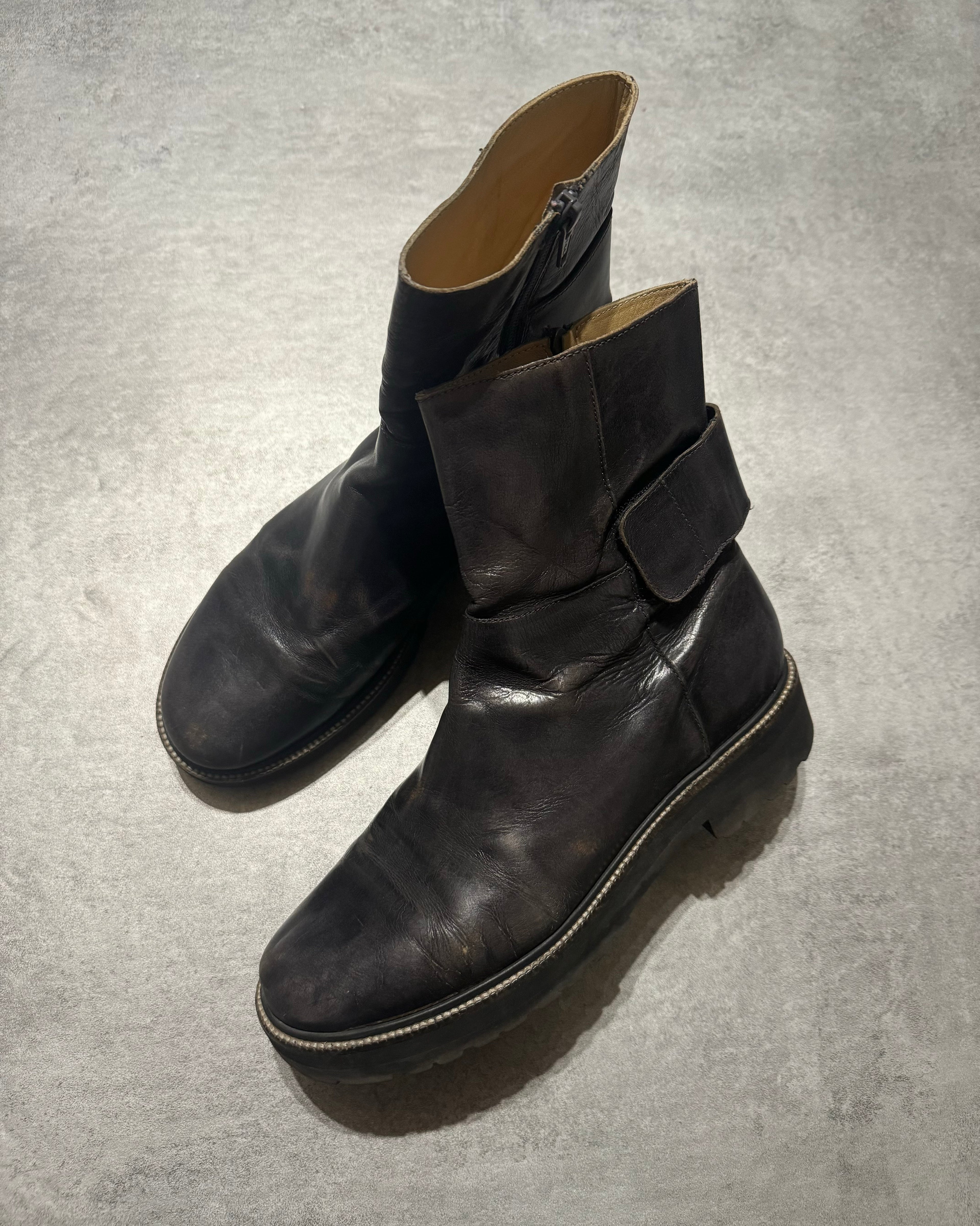 Maison Margiela Eroded Leather Strap Boots (41) - 3