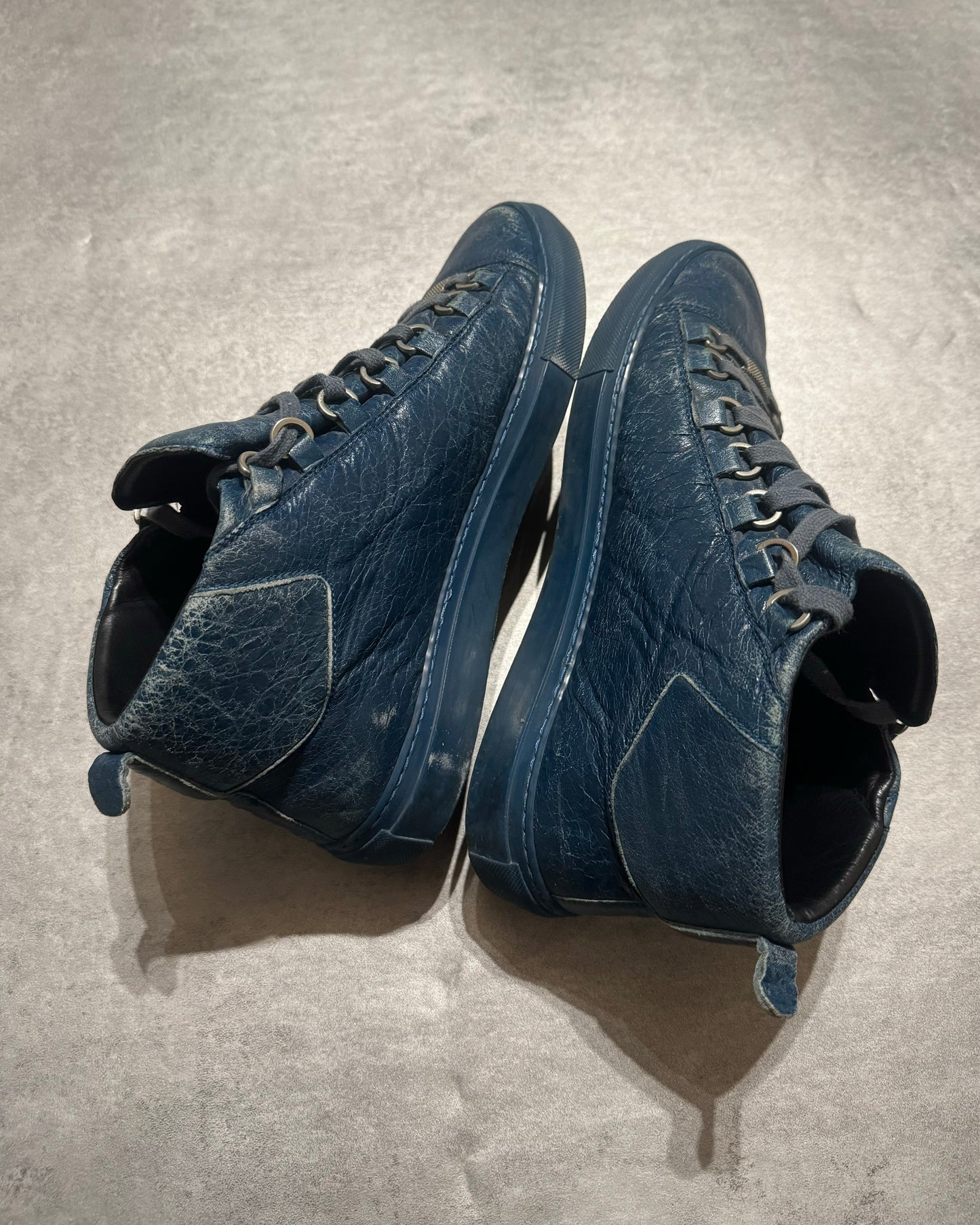 Balenciaga Arena High Blue Ocean Leather Shoes (41) - 3