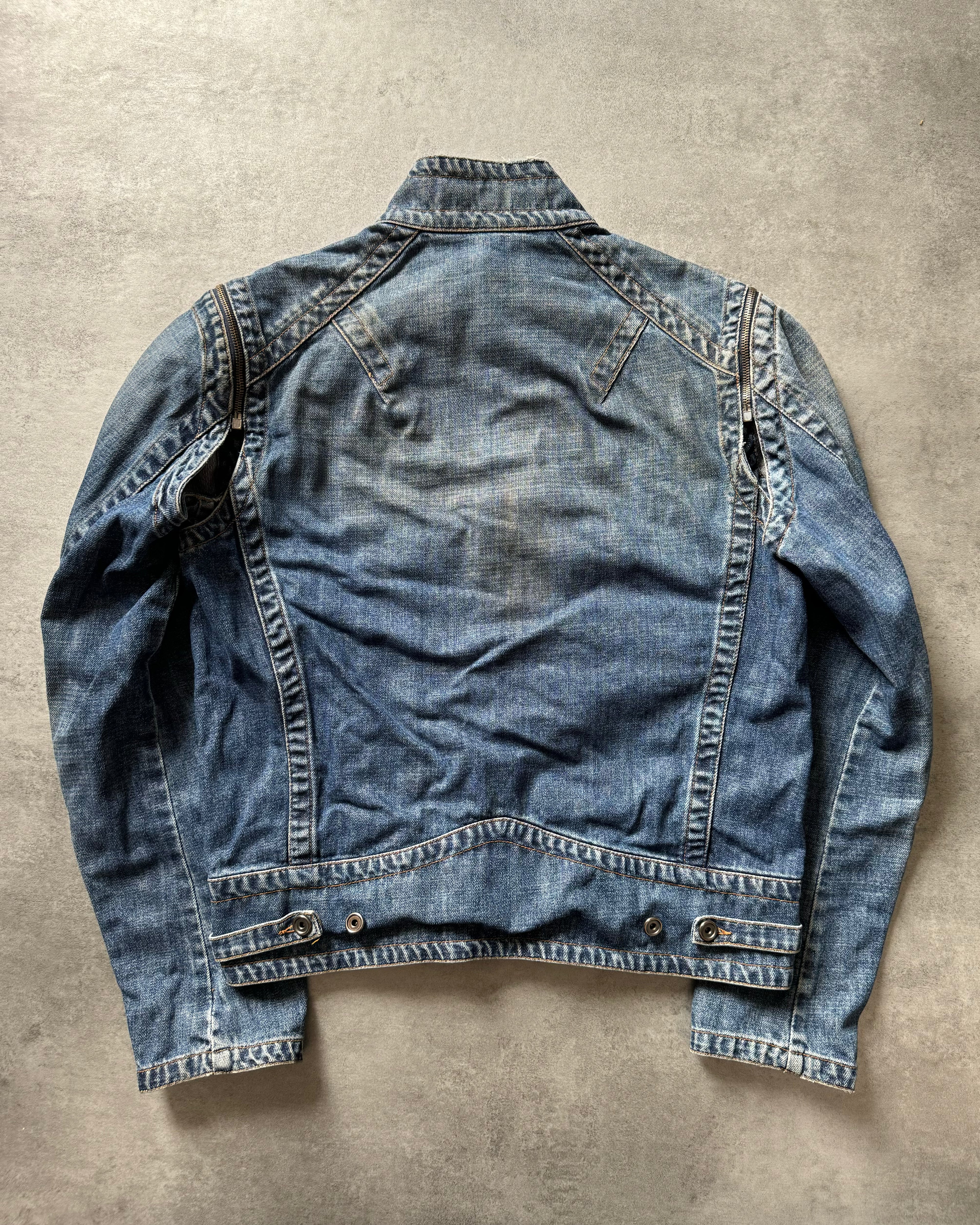 AW2005 Dirk Bikkembergs Asymmetrical Denim Jacket with Detachable Arms  (L) - 7