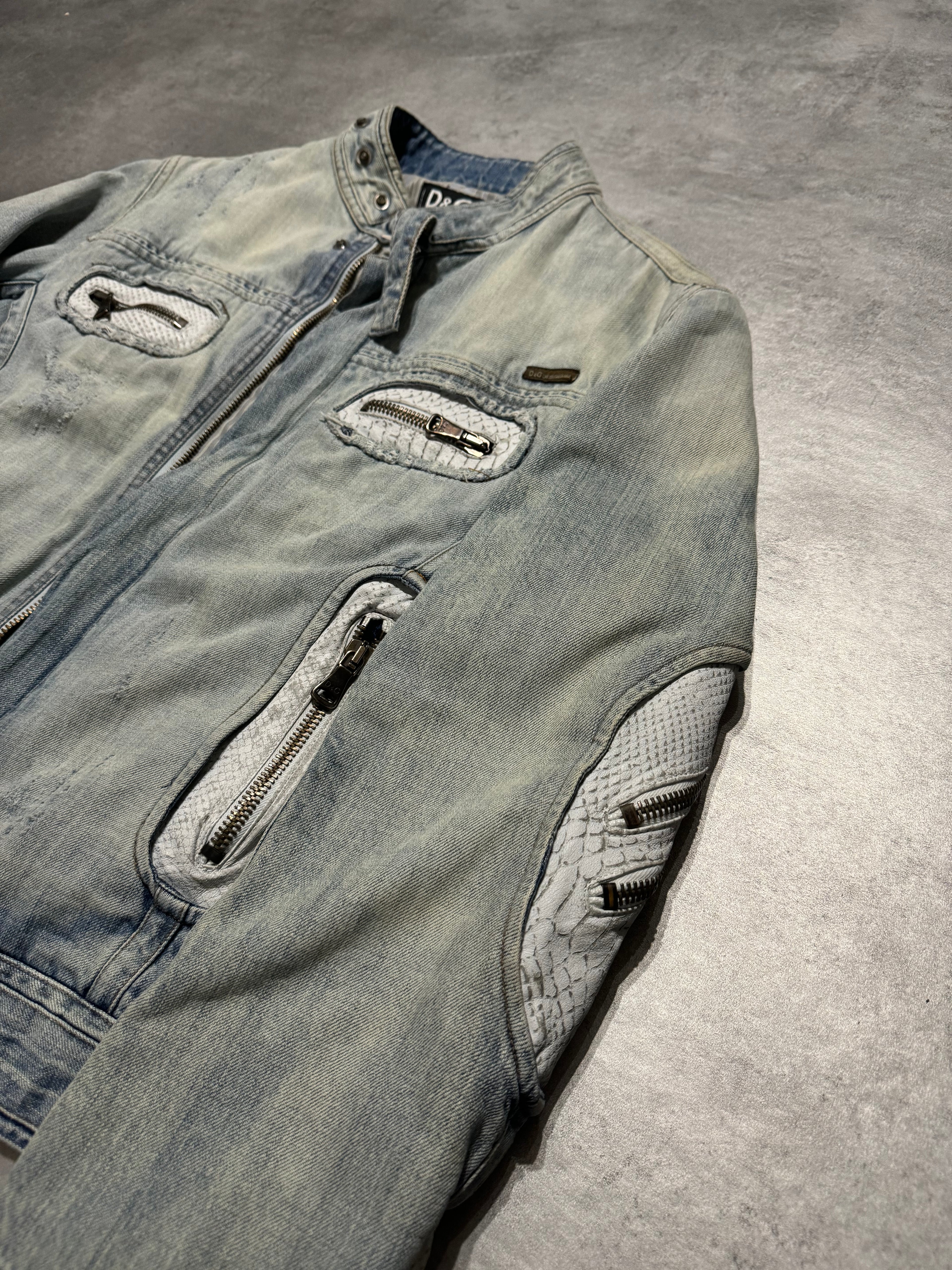 SS2005 Dolce & Gabbana Apocalyptic Biker Denim Jacket (M/L) - 10