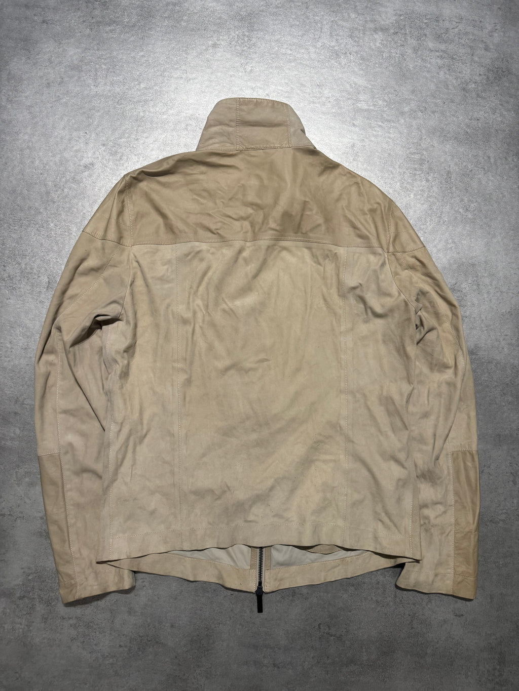 SS2013 Emporio Armani Beige Asymmetrical Suede Leather Jacket (M/L) - 6