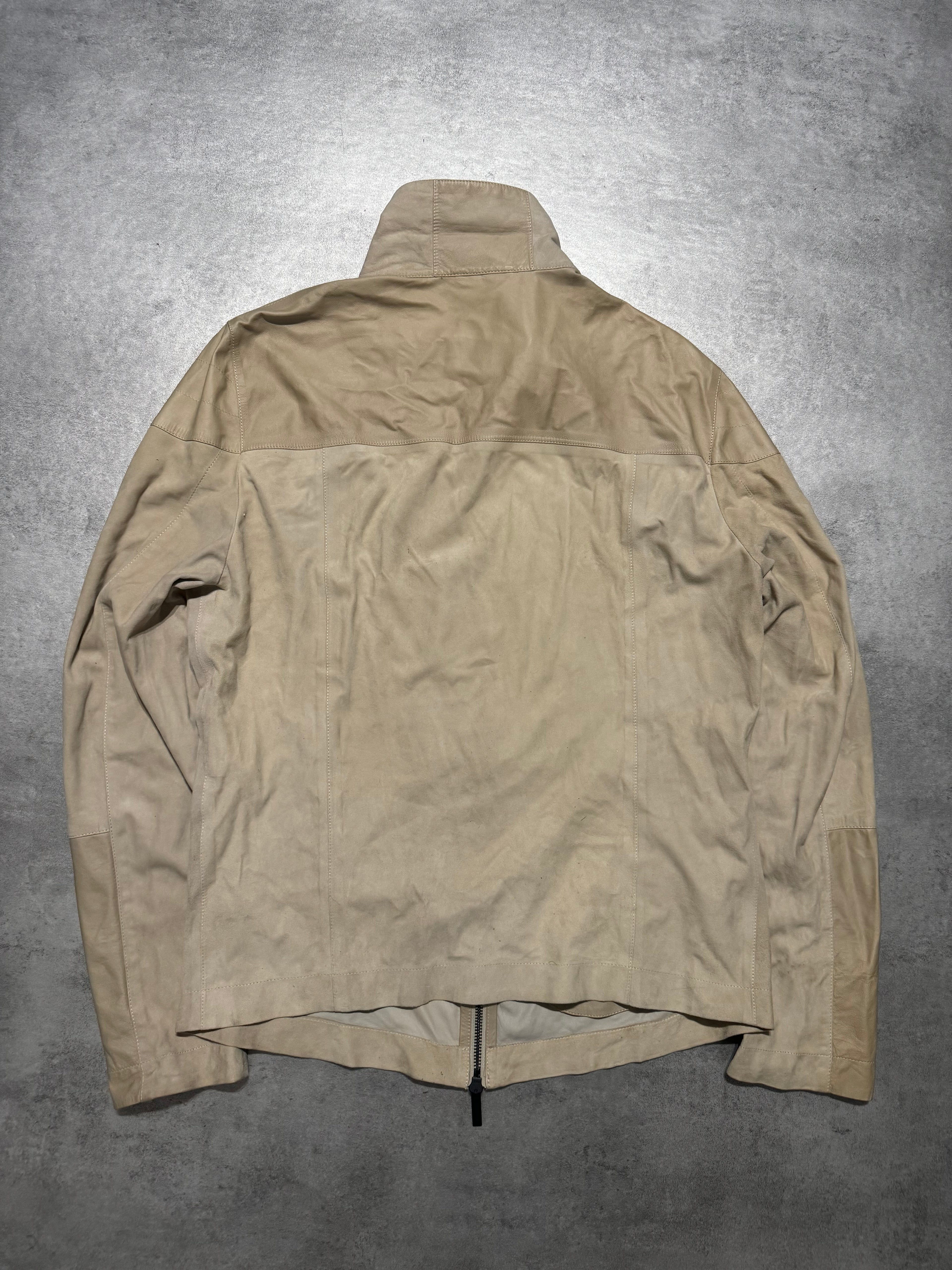 SS2013 Emporio Armani Beige Asymmetrical Suede Leather Jacket (M/L) - 6