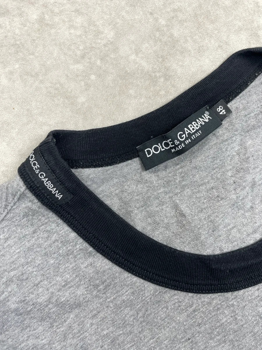 2000s Dolce & Gabbana Grey Sicilia Contrast Ringer T-Shirt uxeWUgKy 6