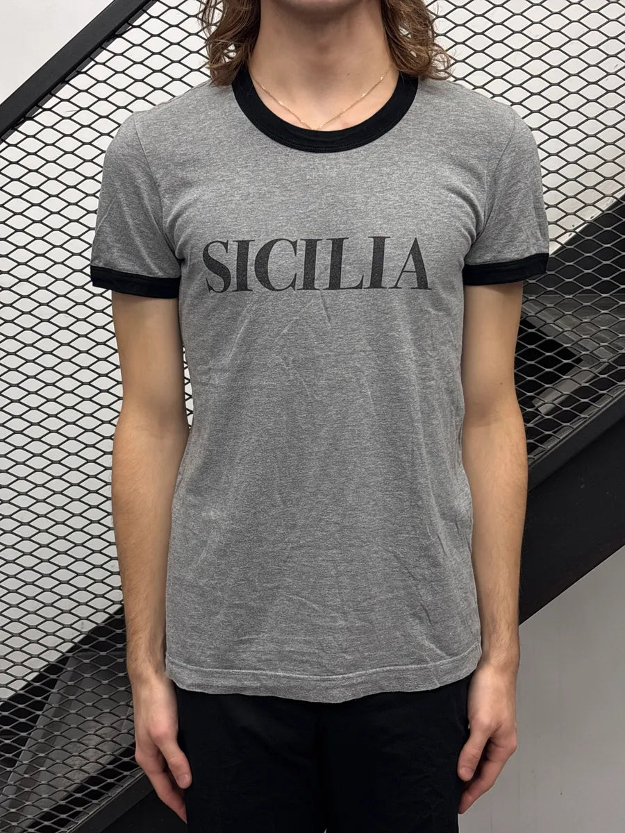 2000s Dolce & Gabbana Grey Sicilia Contrast Ringer T-Shirt uxeWUgKy 0