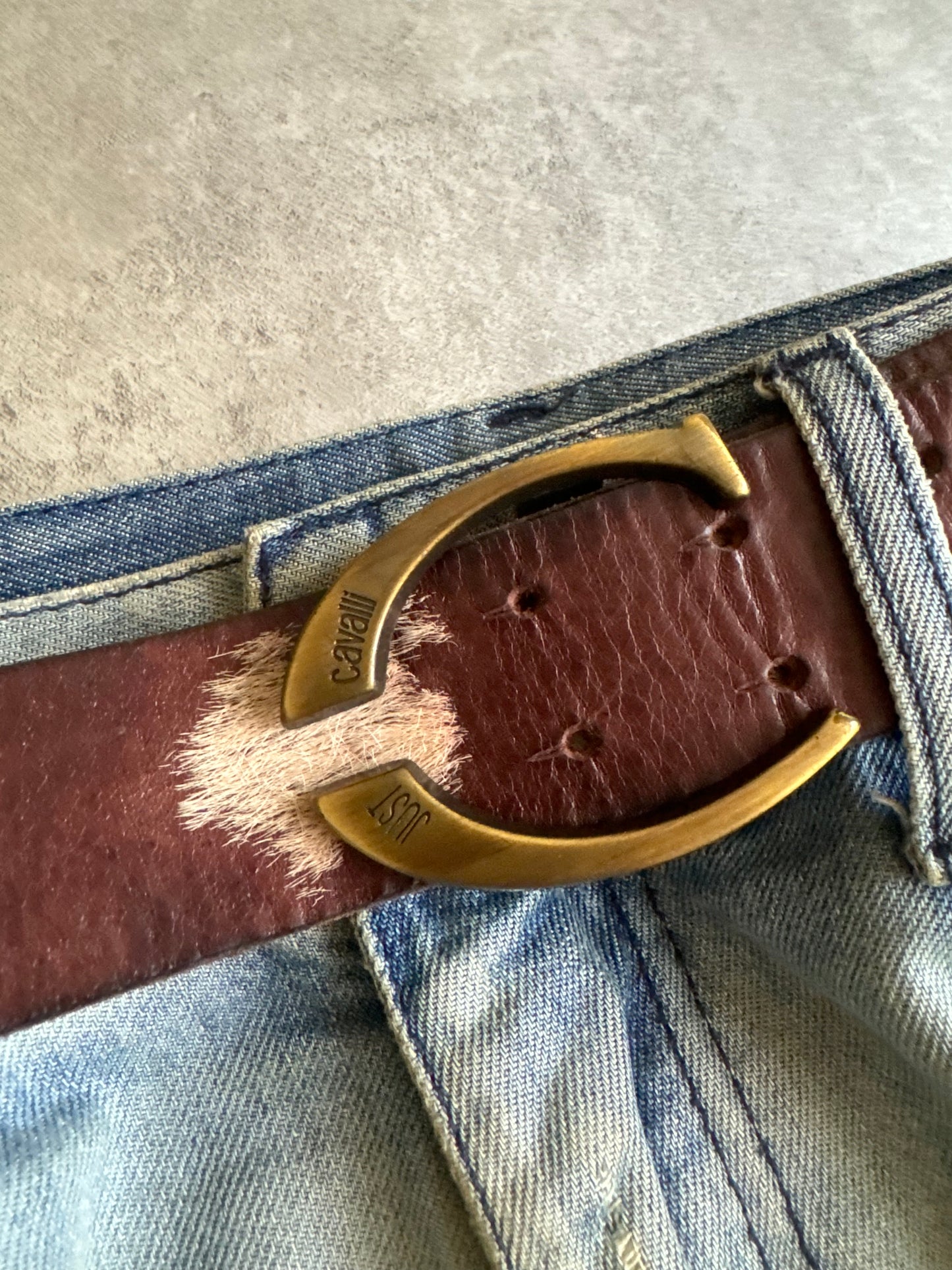 AW2004 Cavalli Brown Pony Hair Leather Belt (OS) - 10