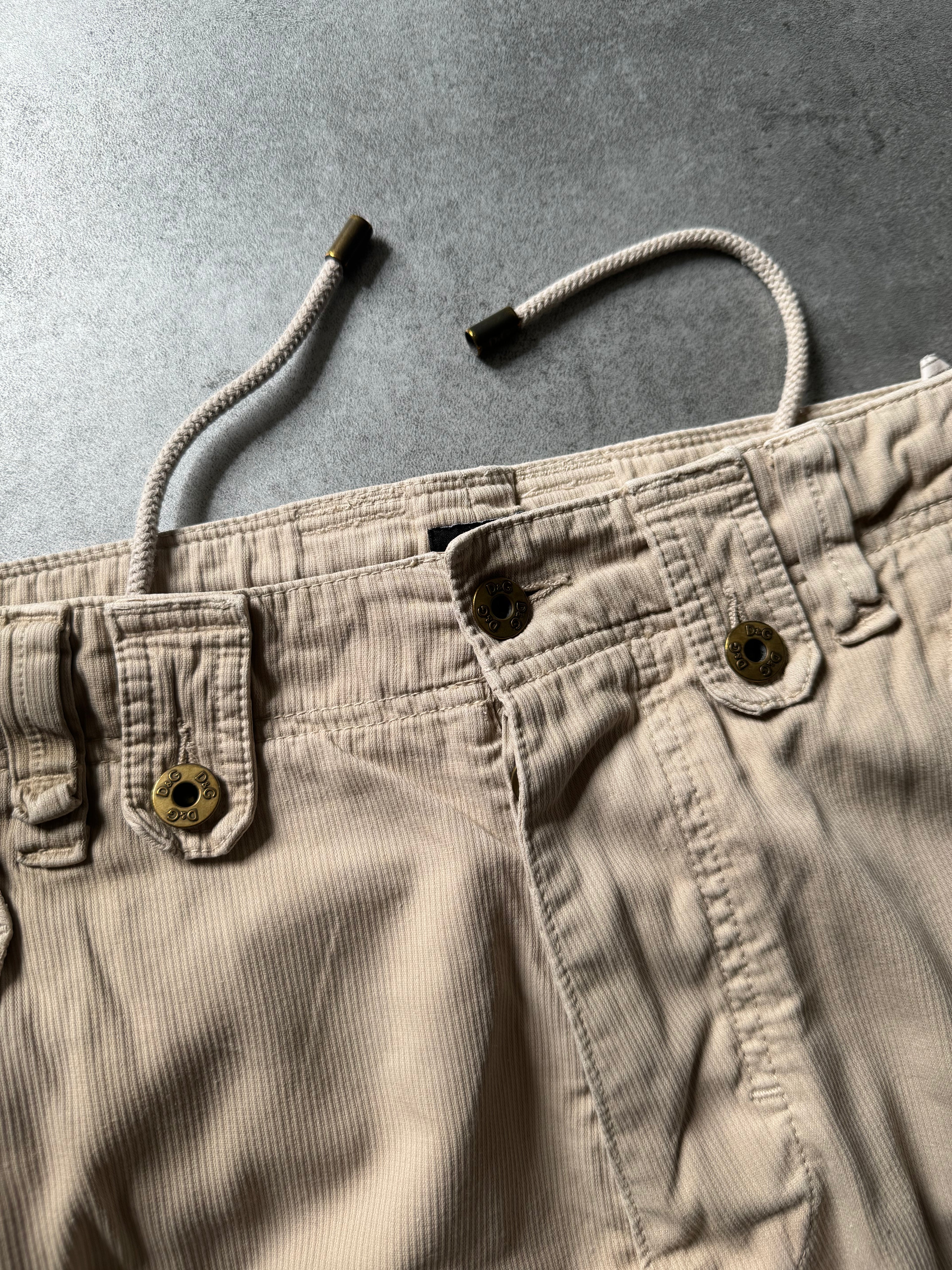 FW2006 Dolce & Gabbana Multi Pockets Cargo Beige Shorts (L) - 7