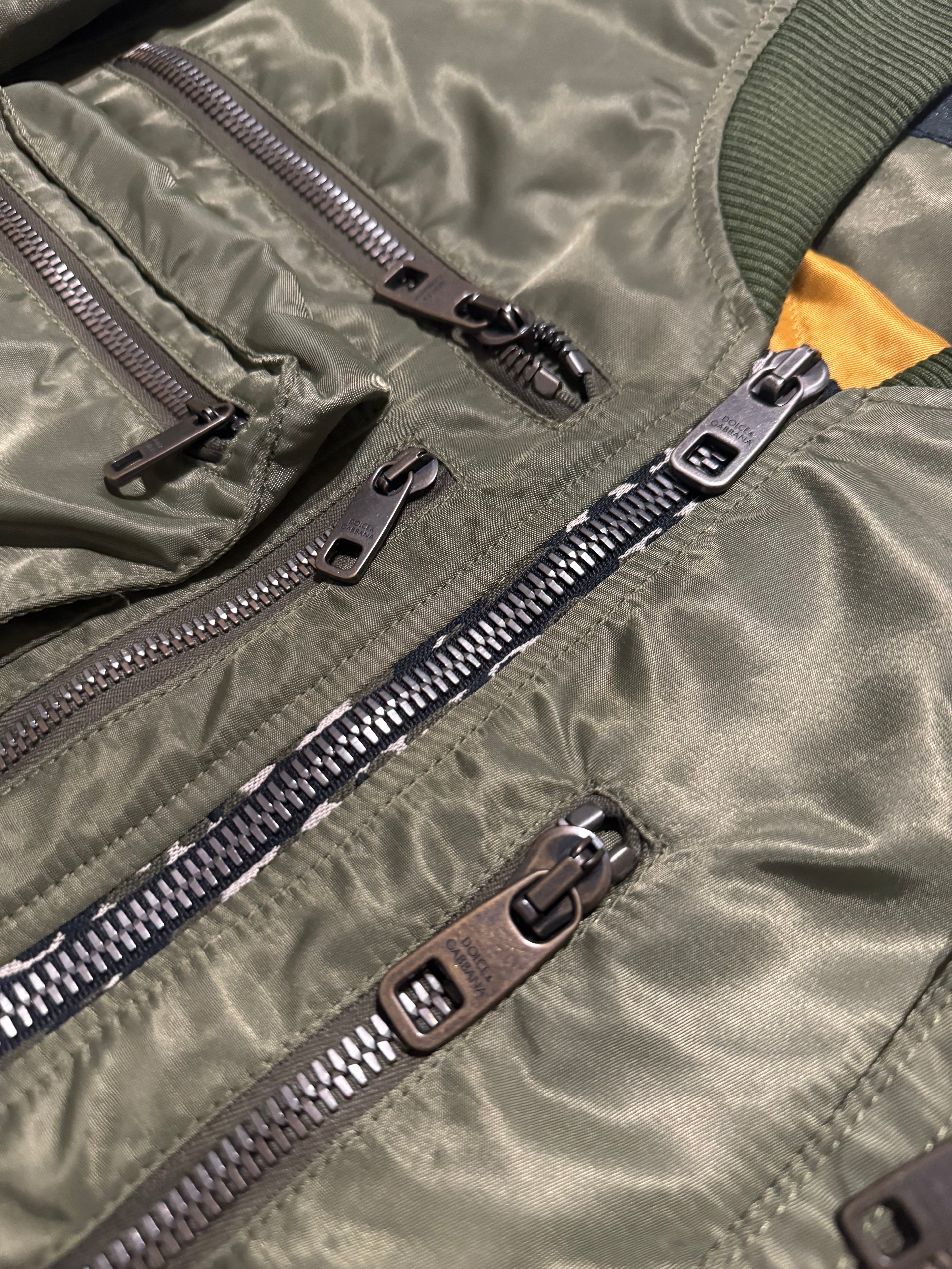 Dolce & Gabbana Olive Military Multi Zips Bomber Jacket (M/L) - 7