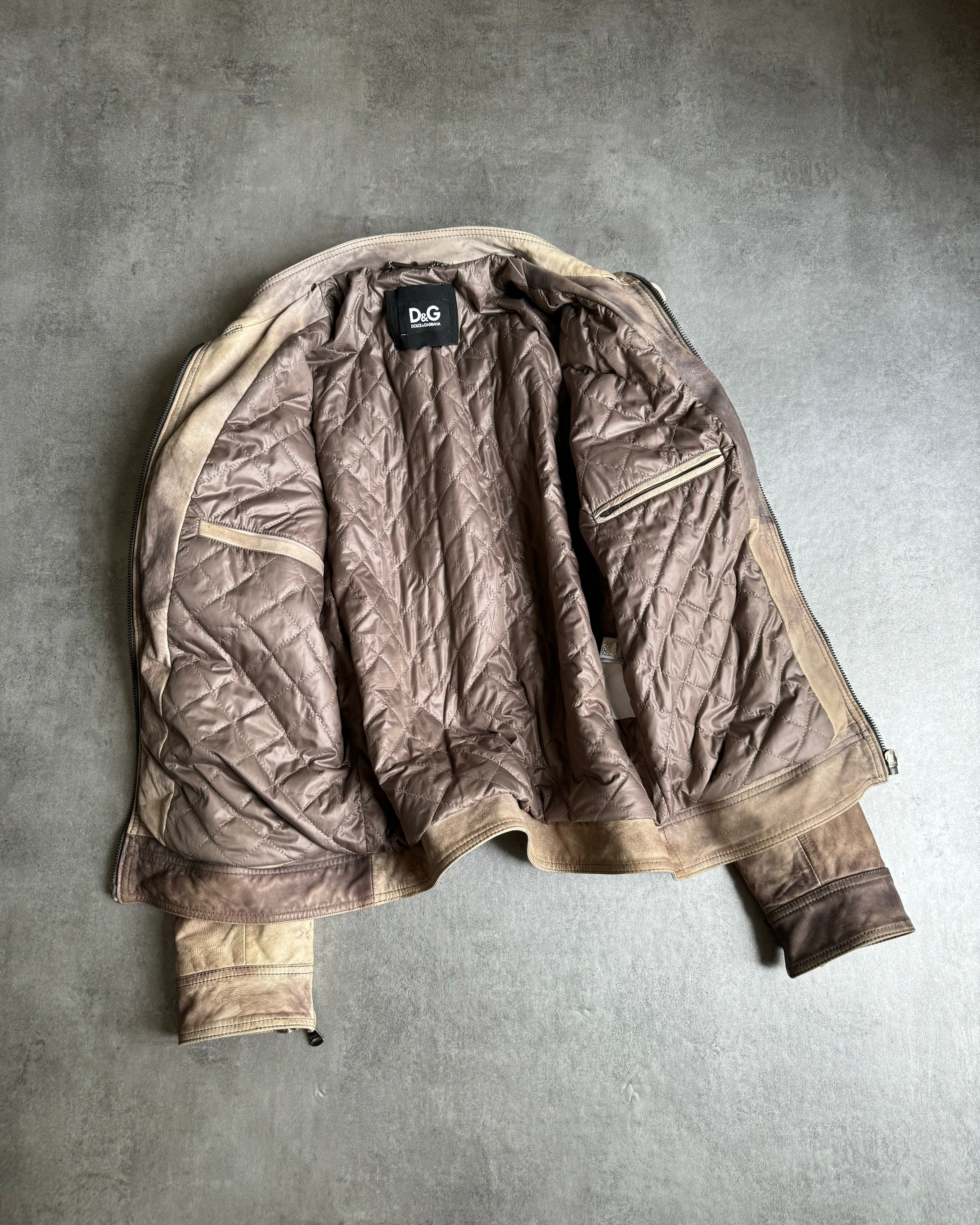 AW1996 Dolce & Gabbana Eroded Stone Leather Jacket  (L) - 3