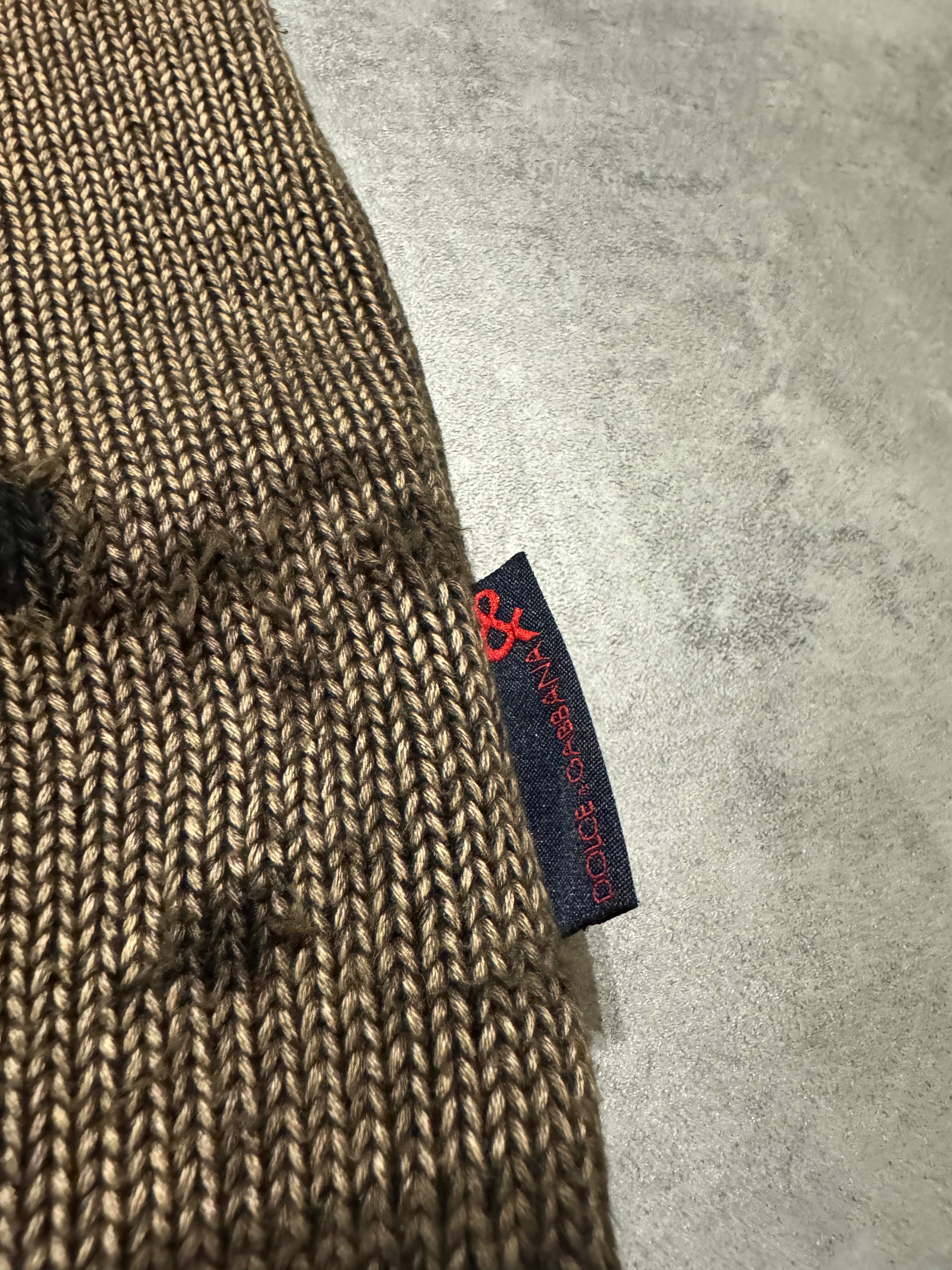 2000s Dolce & Gabbana Brown Horizon Sleeveless Zip-Up Sweater (S) - 9