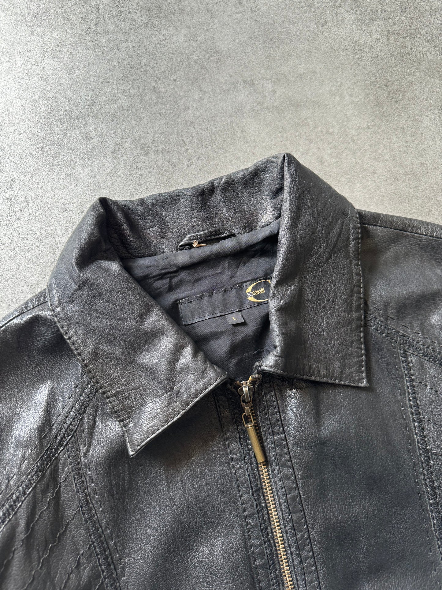 SS2007 Cavalli Black Premium Charismatic Leather Jacket (L) - 7