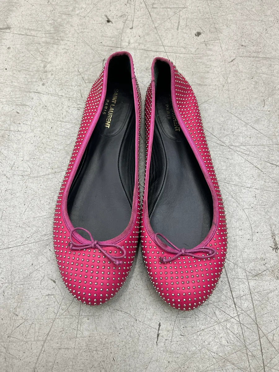 2010s Saint Laurent Studded Pink Classic Dance Flats vAtvAOBJ 4