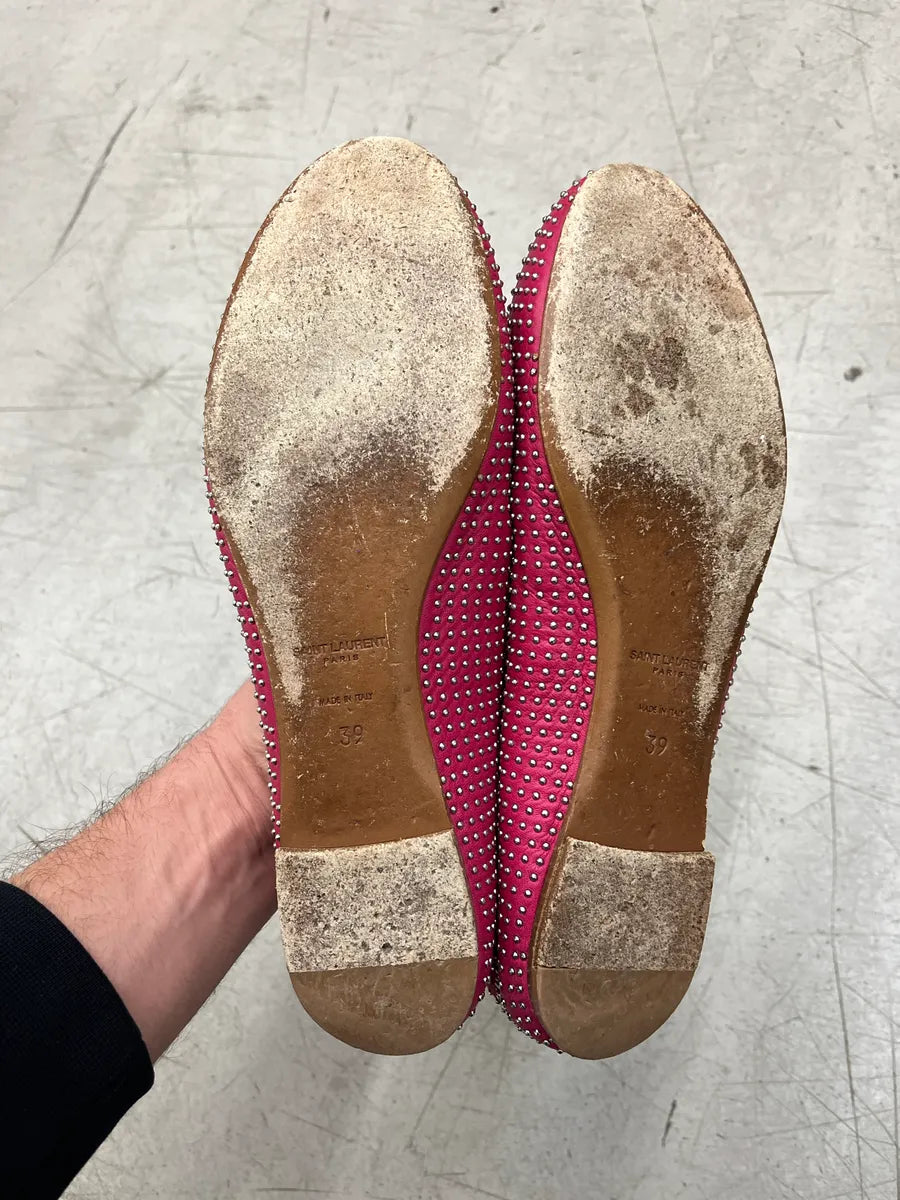 2010s Saint Laurent Studded Pink Classic Dance Flats vAtvAOBJ 5