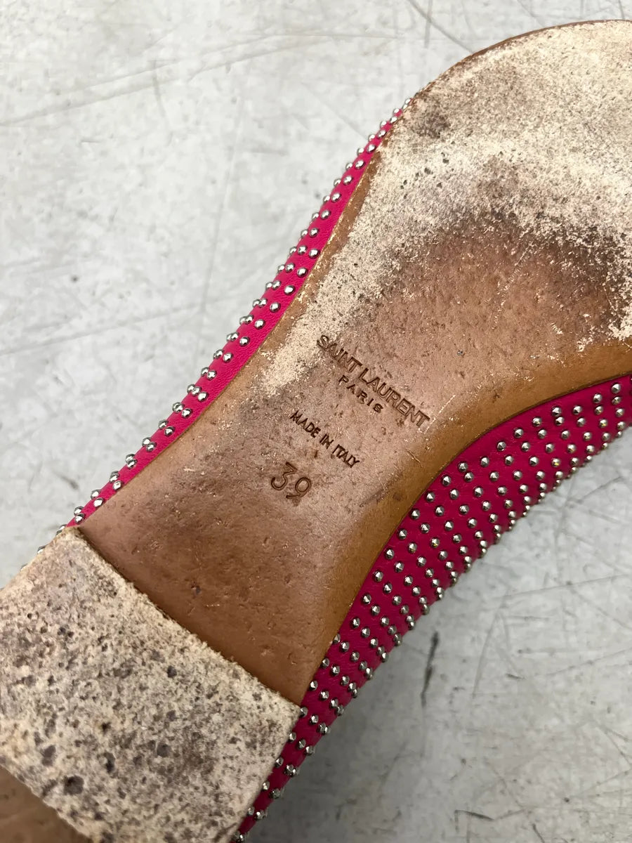 2010s Saint Laurent Studded Pink Classic Dance Flats vAtvAOBJ 6