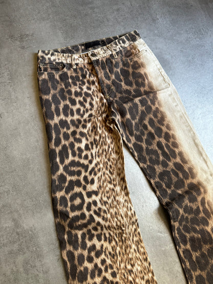 2000s Cavalli Leopard White Savage Relaxed Pants (XS) - 4