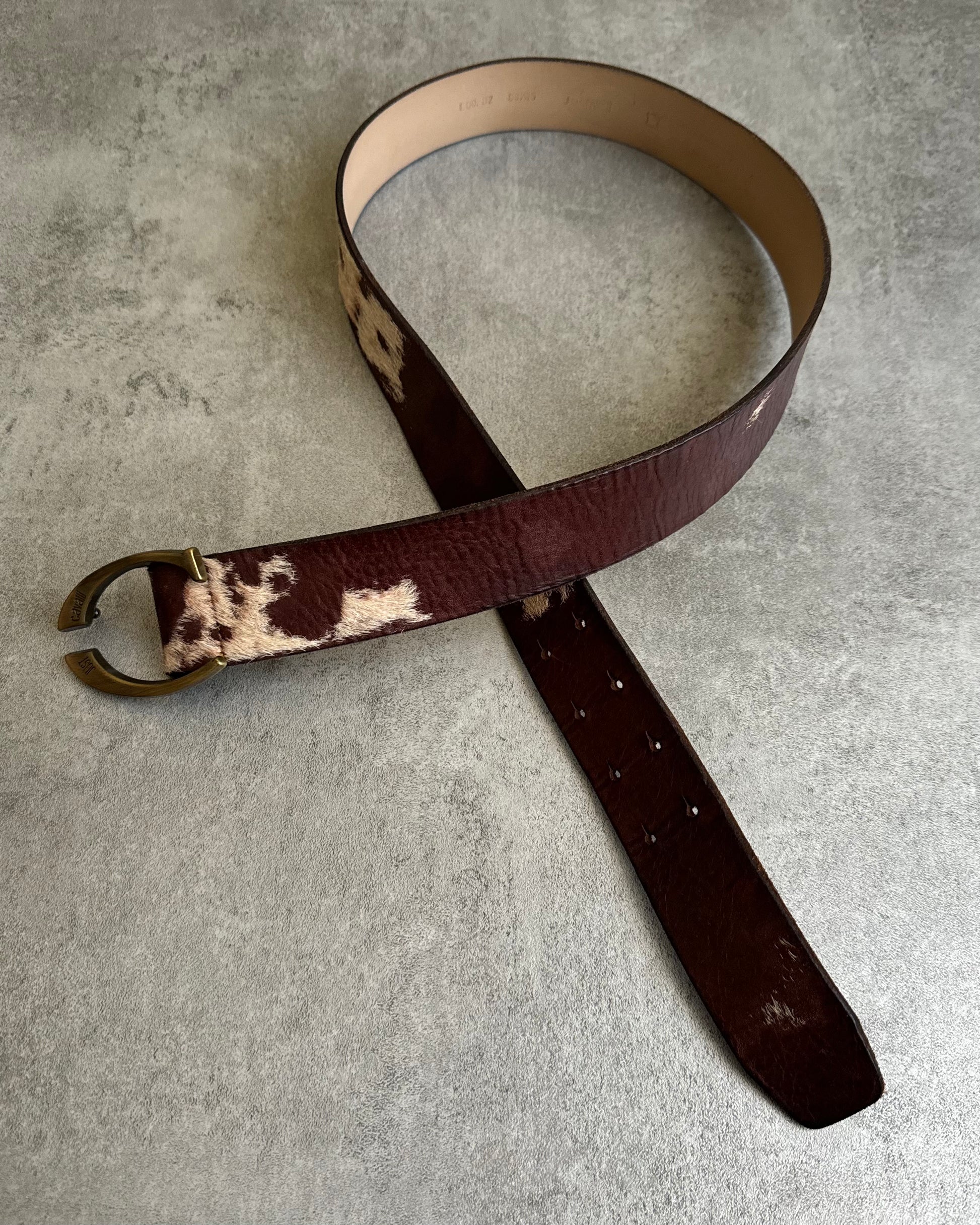 AW2004 Cavalli Brown Pony Hair Leather Belt (OS) - 2