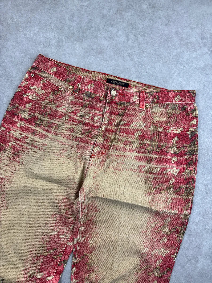 AW2002 Roberto Cavalli Red Abstract Tartan Gradient Pants vGVKQmER 6