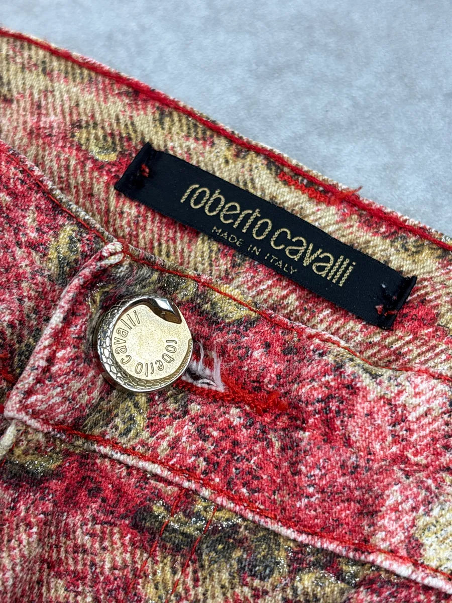 AW2002 Roberto Cavalli Red Abstract Tartan Gradient Pants vGVKQmER 10