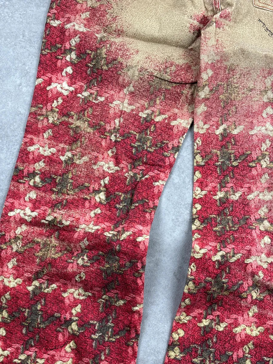 AW2002 Roberto Cavalli Red Abstract Tartan Gradient Pants vGVKQmER 7