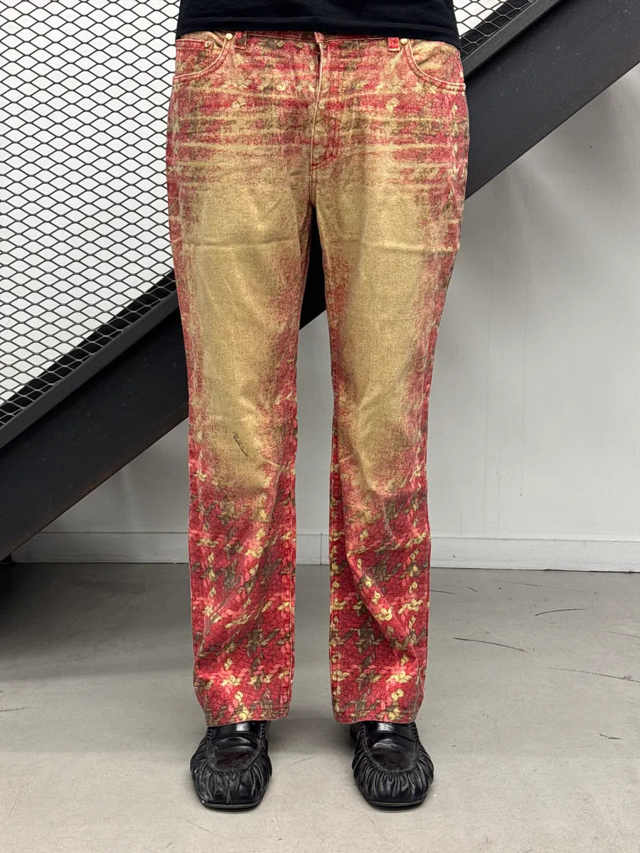AW2002 Roberto Cavalli Red Abstract Tartan Gradient Pants vGVKQmER 1