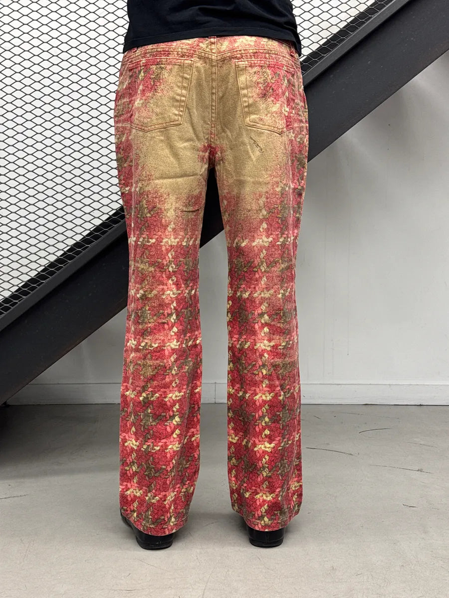 AW2002 Roberto Cavalli Red Abstract Tartan Gradient Pants vGVKQmER 3