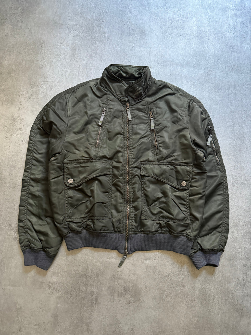 2000s Armani Olive Utility Drift Bomber Jacket (L) - 9
