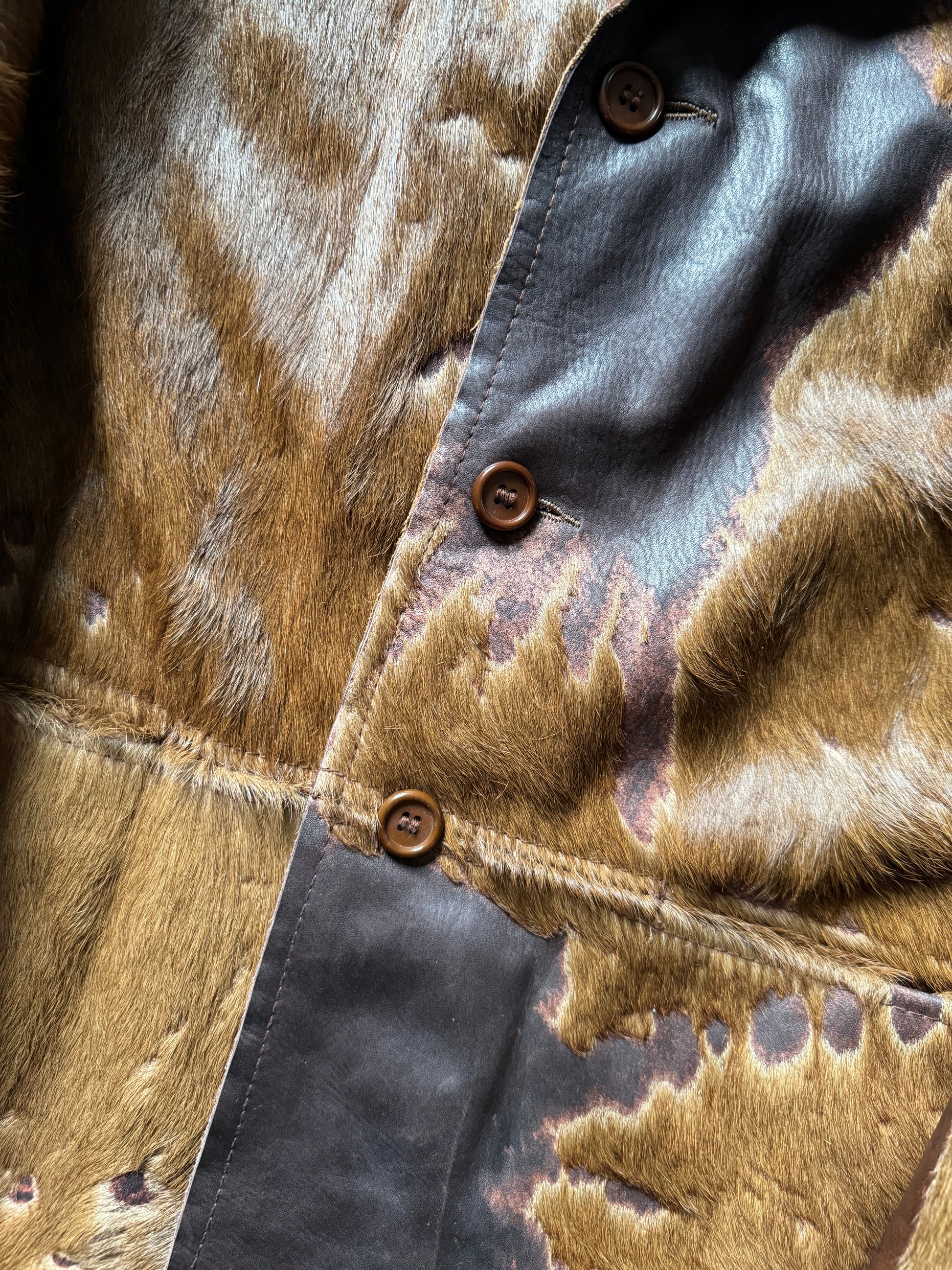 2000s Imperial Cowhide Brown Fur Leather Jacket (M) - 9
