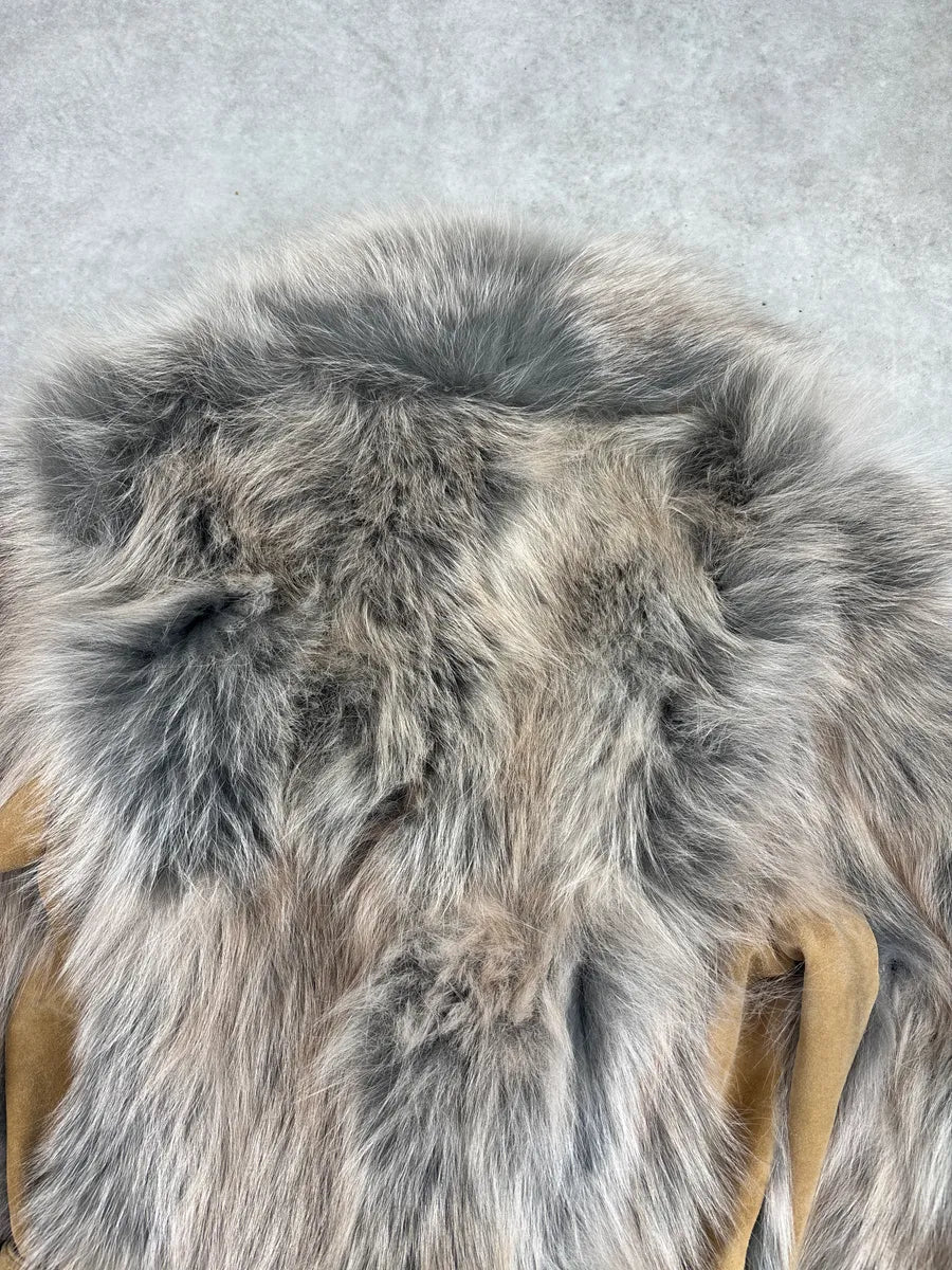AW2001 Dolce & Gabbana Tan Suede Fox Fur Belted Long Coat vMKjupJm 10
