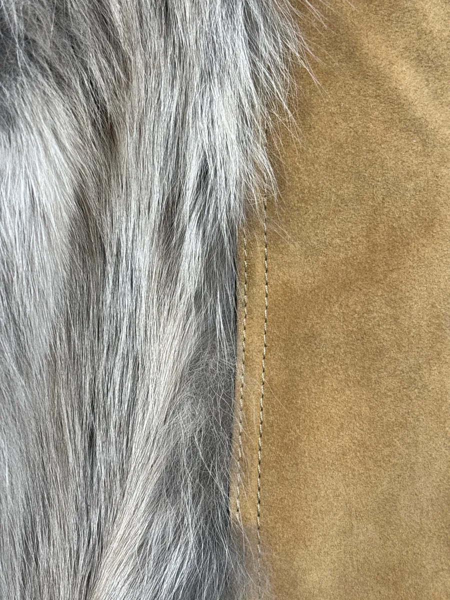 AW2001 Dolce & Gabbana Tan Suede Fox Fur Belted Long Coat vMKjupJm 8