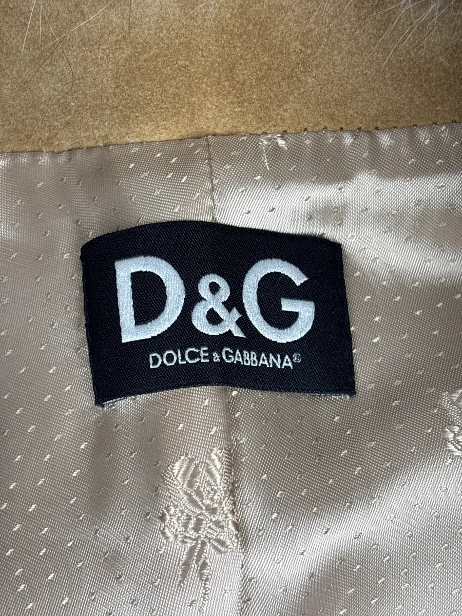 AW2001 Dolce & Gabbana Tan Suede Fox Fur Belted Long Coat vMKjupJm 12
