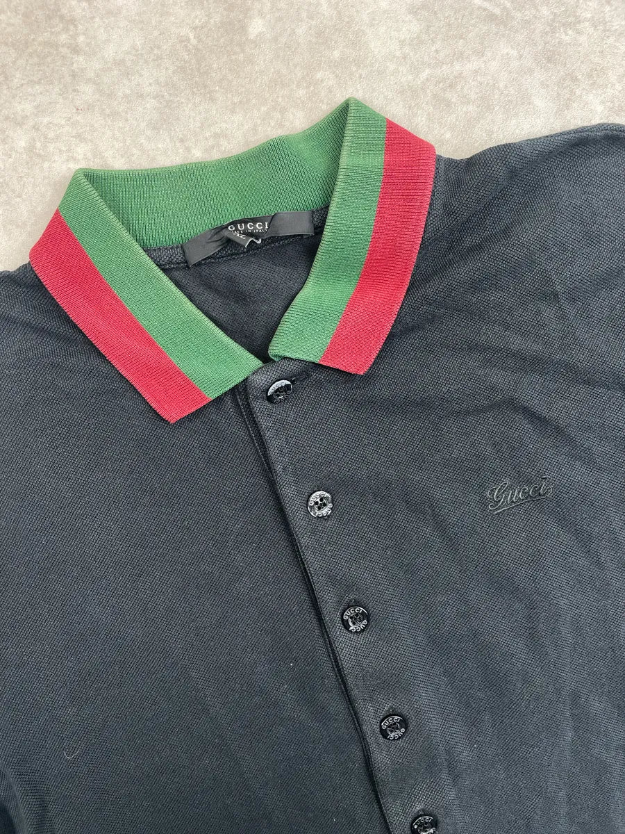 SS2010 Gucci Dark Navy Web Stripe Collar Logo Polo vMhXNDxm 6