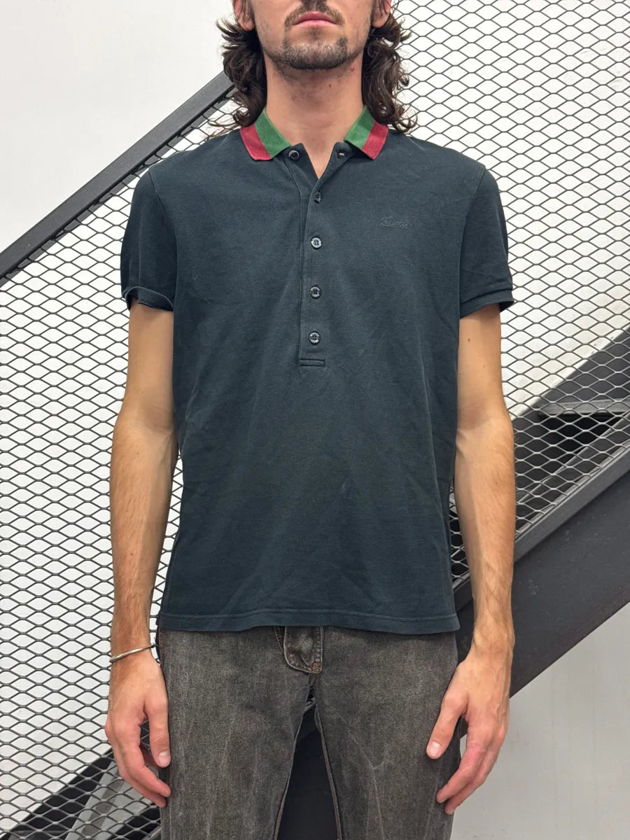 SS2010 Gucci Dark Navy Web Stripe Collar Logo Polo vMhXNDxm 1