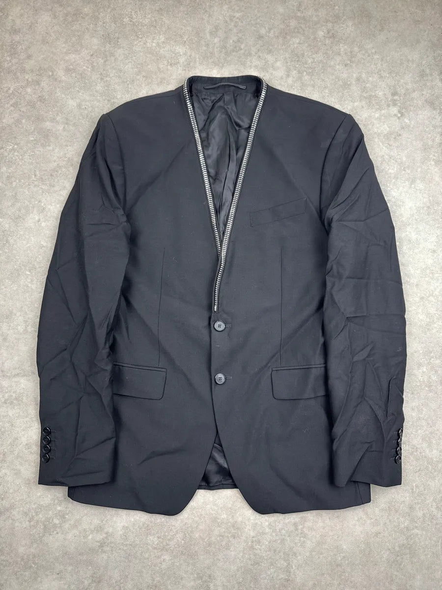 SS2015 Givenchy Black Wool Collarless Zip-Trim Blazer by Riccardo Tisci vQBtiEGD 2