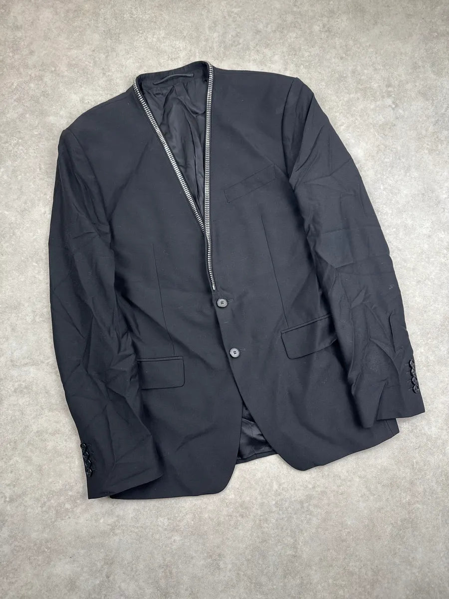 SS2015 Givenchy Black Wool Collarless Zip-Trim Blazer by Riccardo Tisci vQBtiEGD 3