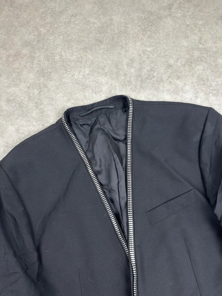SS2015 Givenchy Black Wool Collarless Zip-Trim Blazer by Riccardo Tisci vQBtiEGD 7