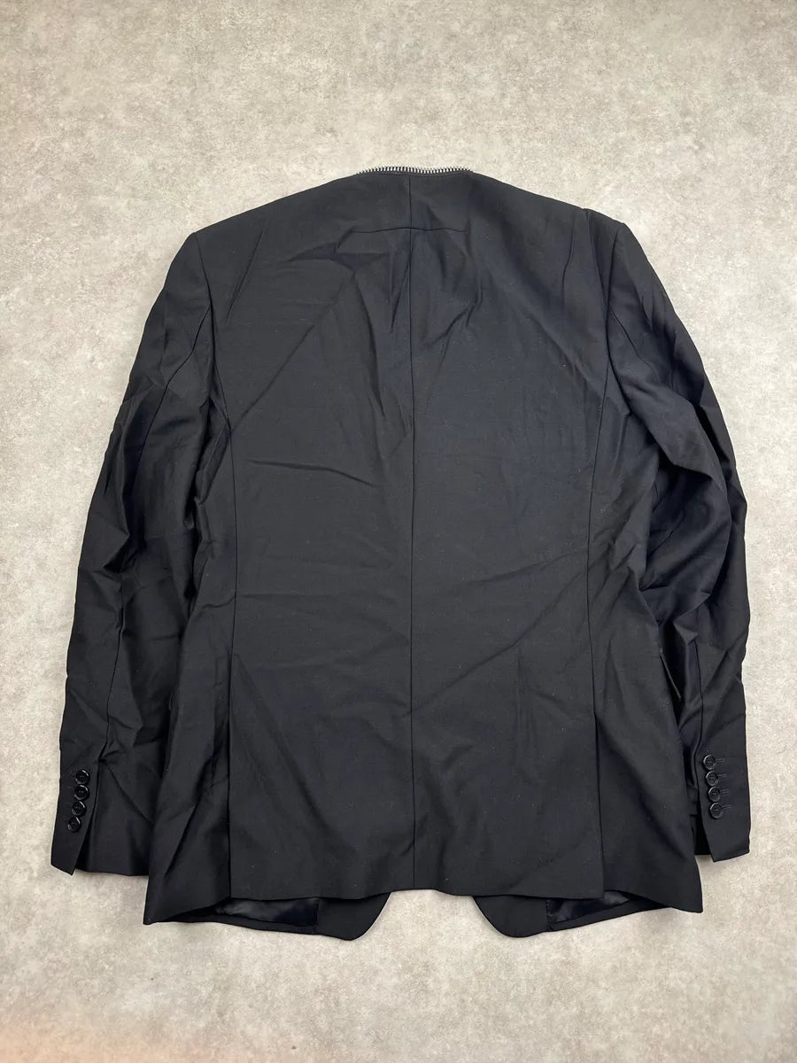 SS2015 Givenchy Black Wool Collarless Zip-Trim Blazer by Riccardo Tisci vQBtiEGD 4