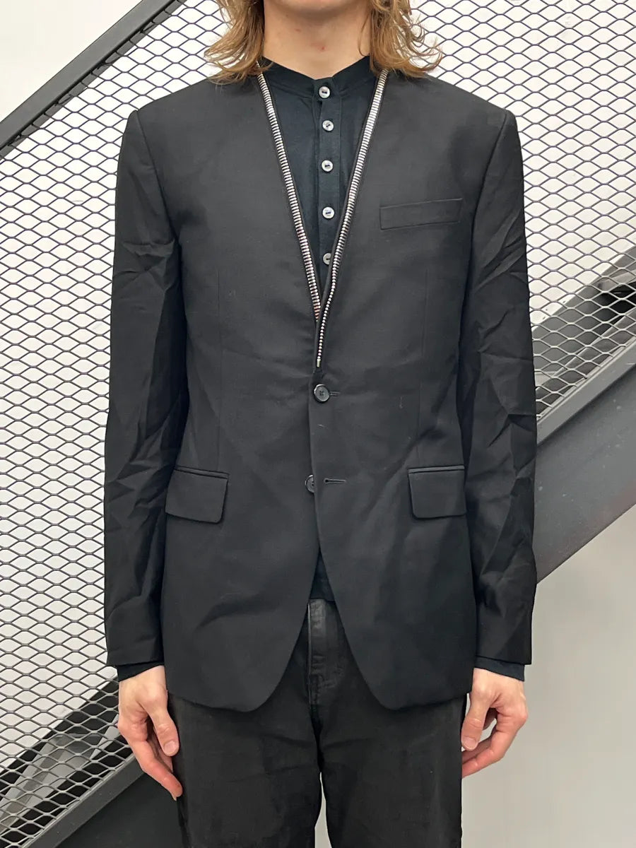 SS2015 Givenchy Black Wool Collarless Zip-Trim Blazer by Riccardo Tisci vQBtiEGD 0