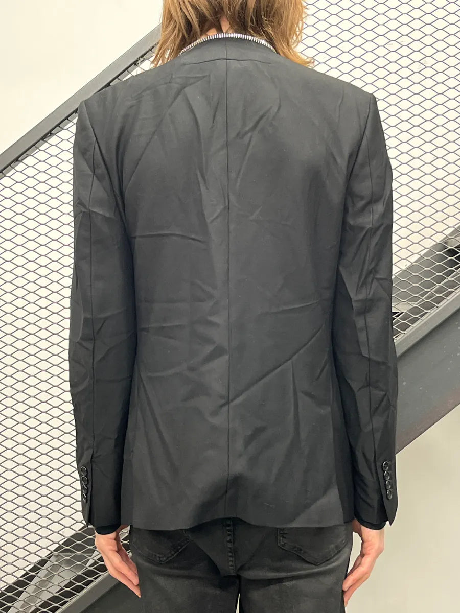 SS2015 Givenchy Black Wool Collarless Zip-Trim Blazer by Riccardo Tisci vQBtiEGD 1