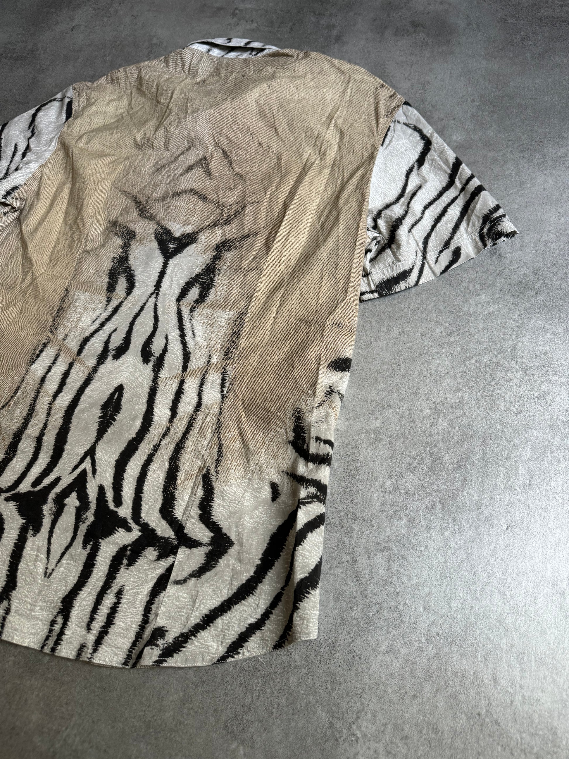 SS2002 Cavalli Zebra Camel Faded Short Sleeves Shirt (M) - 5