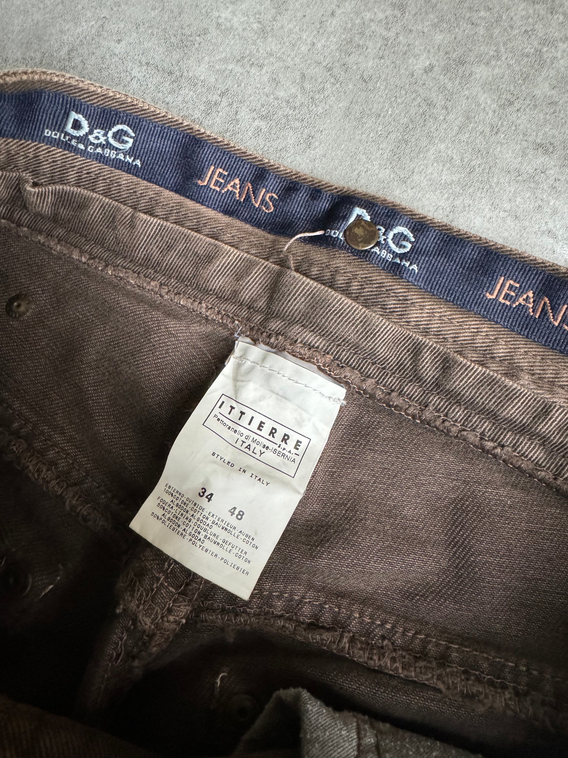 AW2003 Dolce & Gabbana Brown Zipped Pants (M) - 8