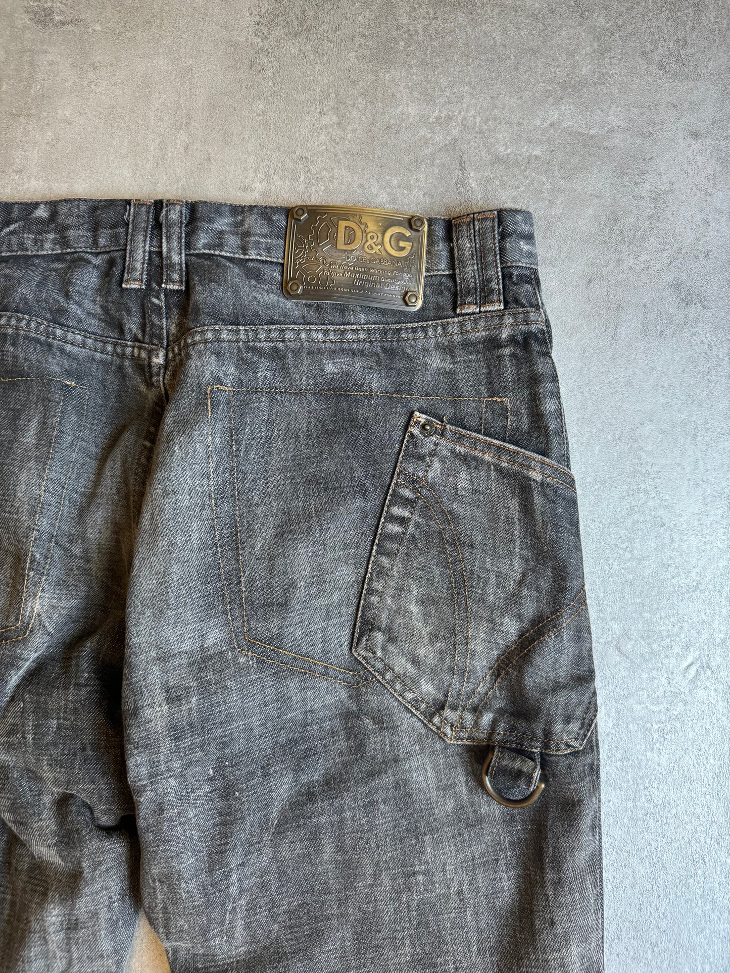 AW2003 Dolce & Gabbana Grey Eroded Denim Jeans (L) - 3