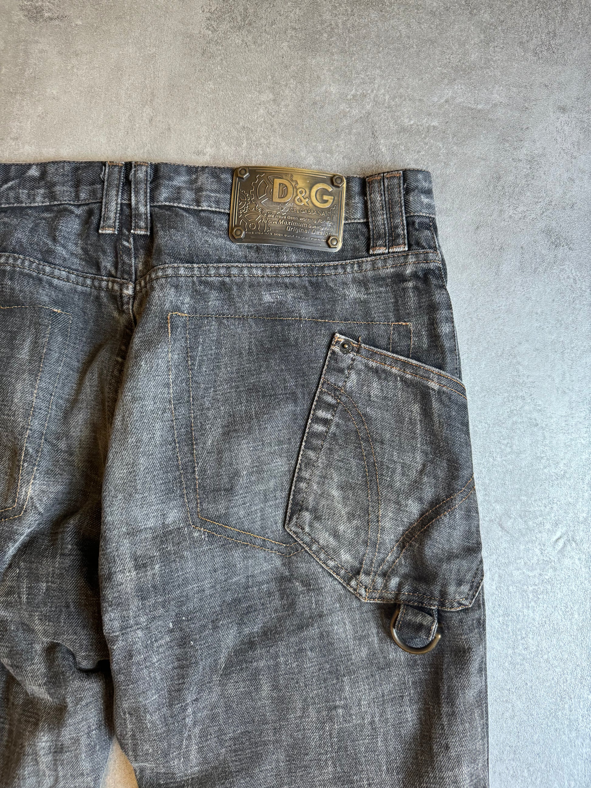 AW2003 Dolce & Gabbana Grey Eroded Denim Jeans (L) - 3