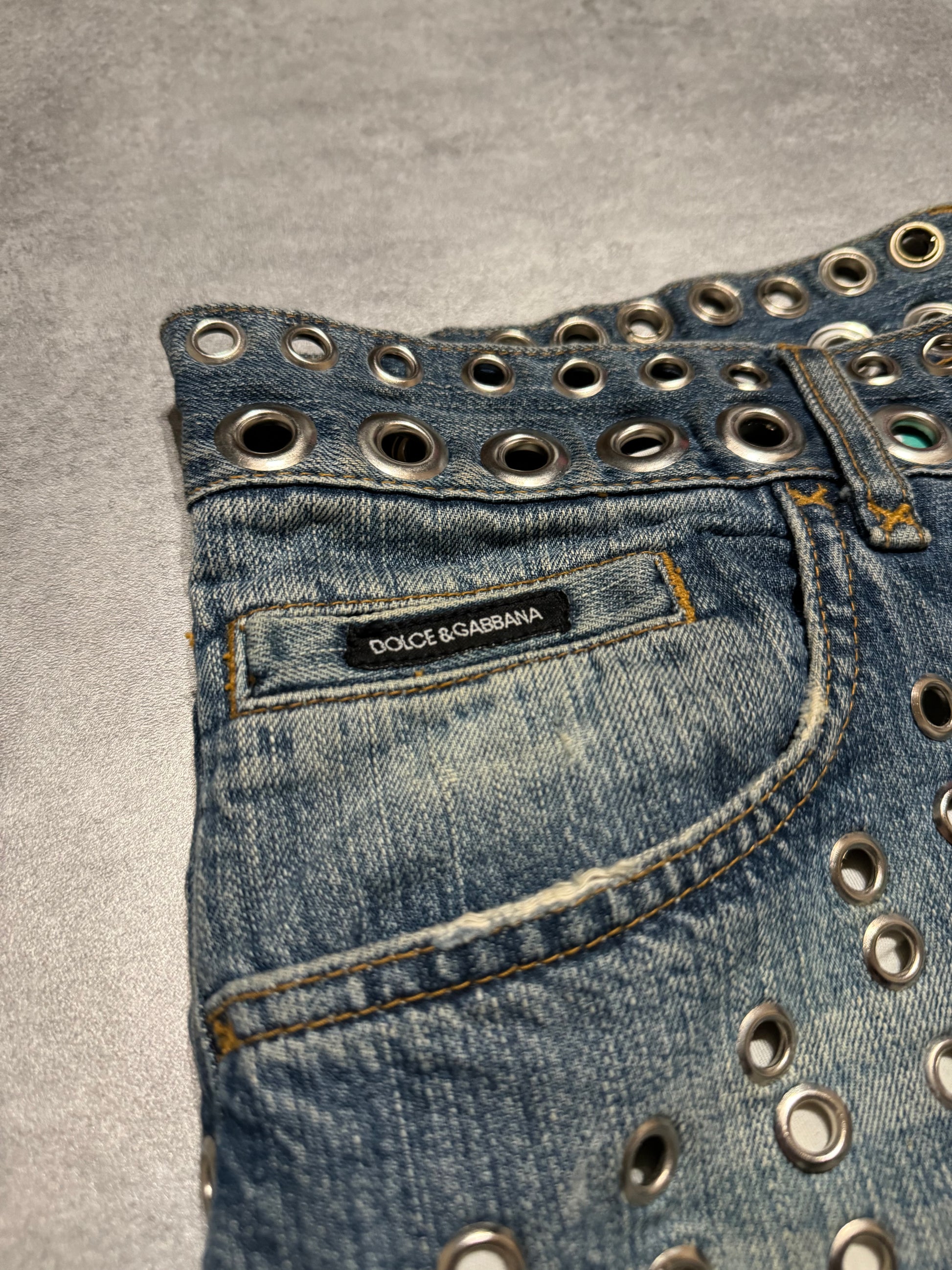 SS2006 Dolce & Gabbana Eyled Punk Holes Jeans (M) - 9