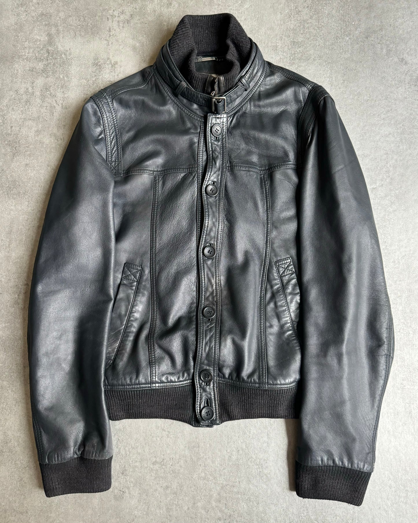 2000s Dolce & Gabbana Black Button Ups Leather Rebel Jacket (M/L) - 1