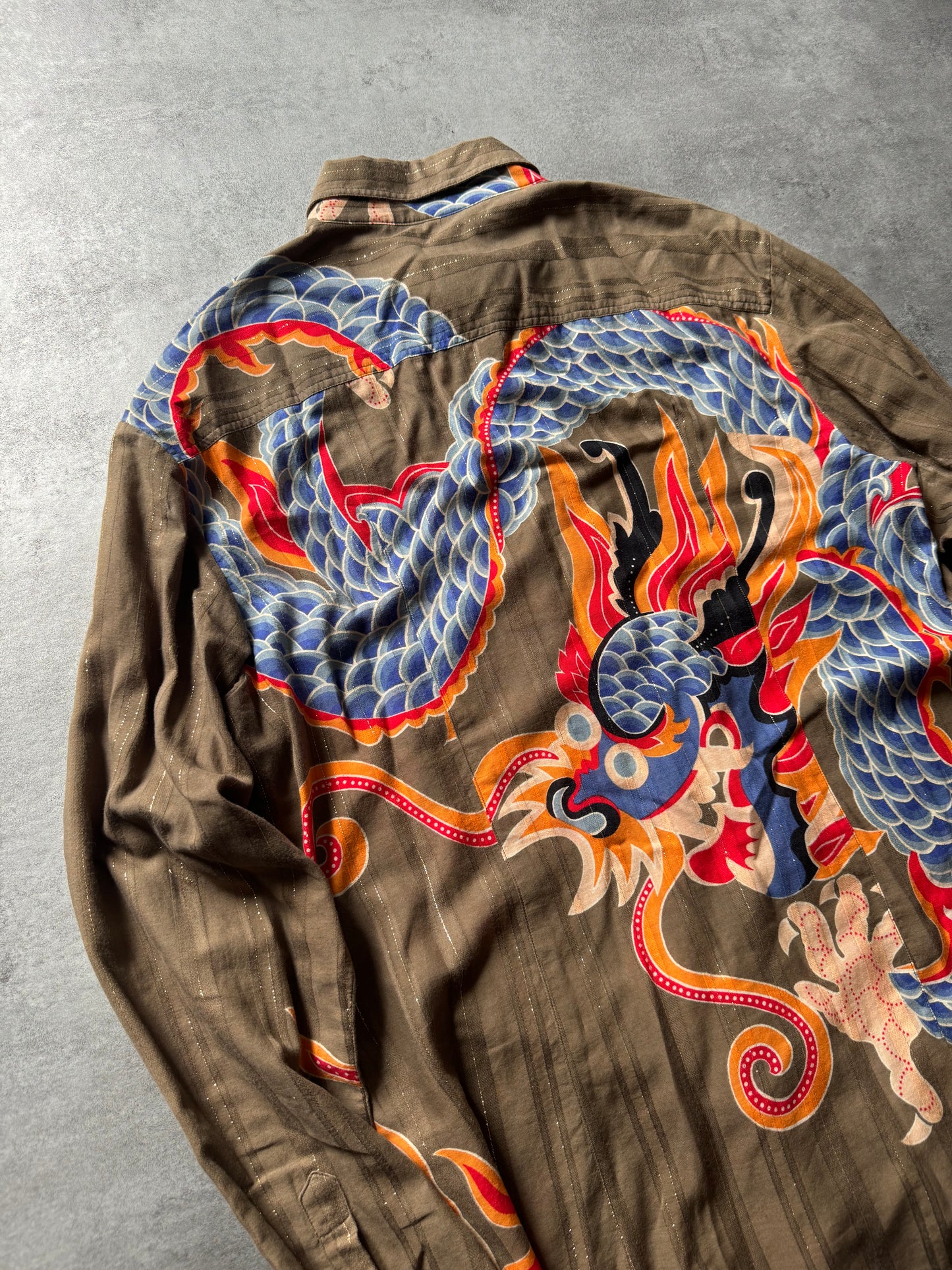 SS2005 Dolce & Gabbana Dragon Japan Atmosphere Shirt (L) - 5