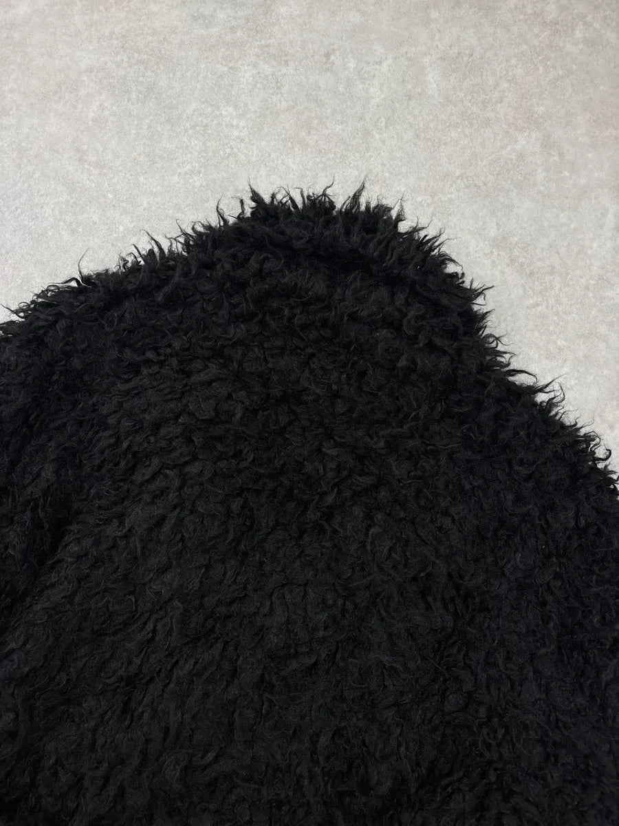 AW2018 Saint Laurent Black Mohair Wool Shaggy Single-Breasted Coat vWSHBzgk 8